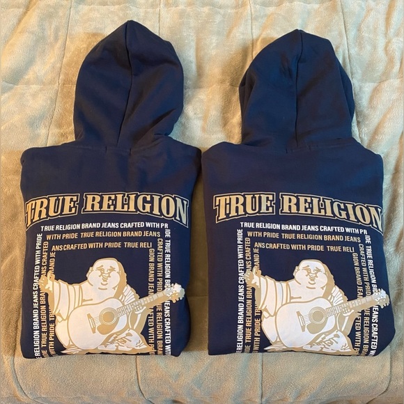 True Religion Navy Blue Hoodie Bundle Size Large and X Large - Picture 1 of 12